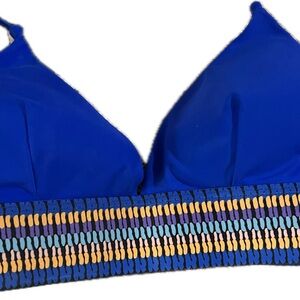 Vibrant Blue Bikini Top with Colorful Band